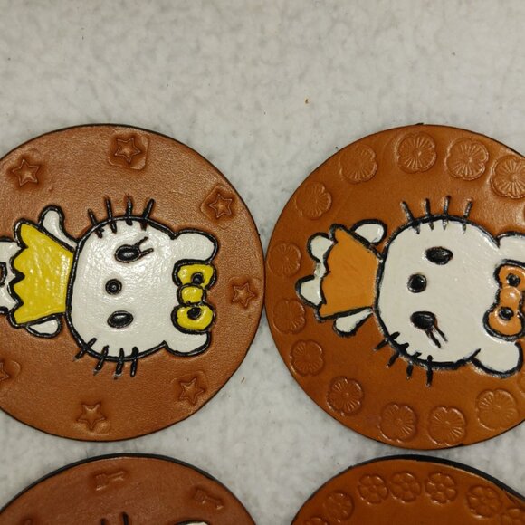 Leather Coasters - 3-1/2" round - Picture 2 of 3